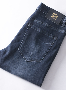 雅家撤柜男士秋冬季直筒蓝色牛仔裤立体剪裁中青年弹力中腰男裤子