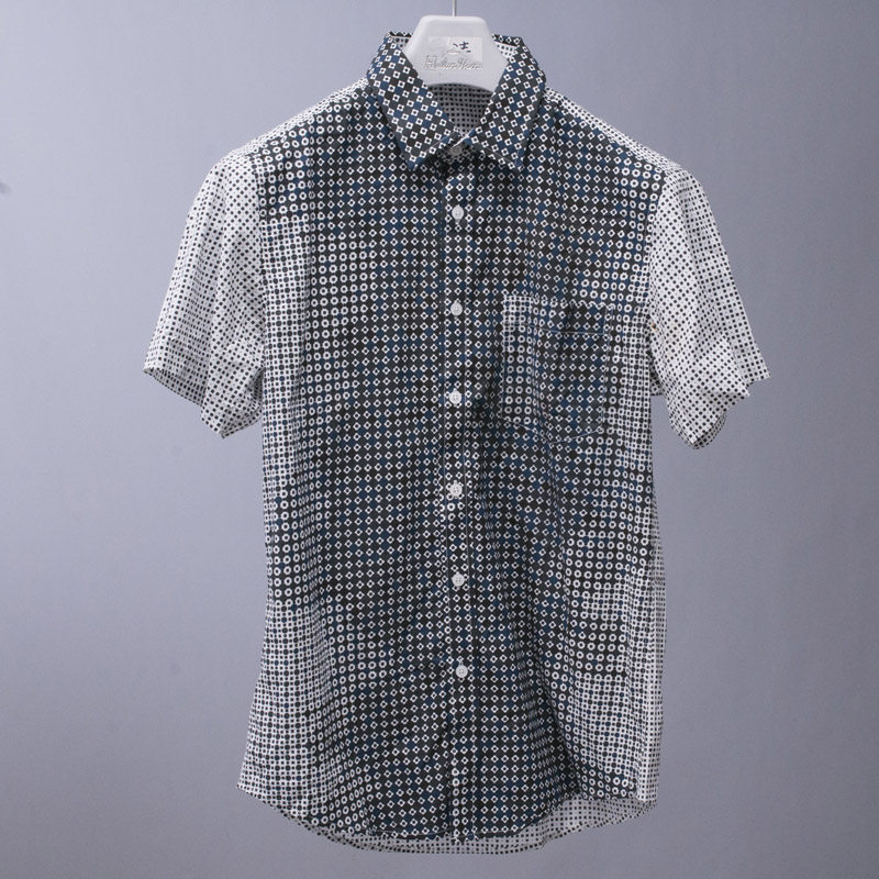 后背黄斑 当工作服穿 只有170~品质棉短袖衬衫夏季透气吸汗衬衣男