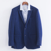 男士 单西两粒扣修身 羊毛呢西装 厚款 宝蓝色西服 男装 大牌BMSK秋冬季