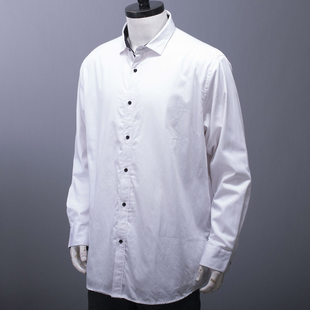 衬衫 秋冬打底衫 只有6XL 白色加绒加厚衬衫 品牌尾货男士 肥佬大码