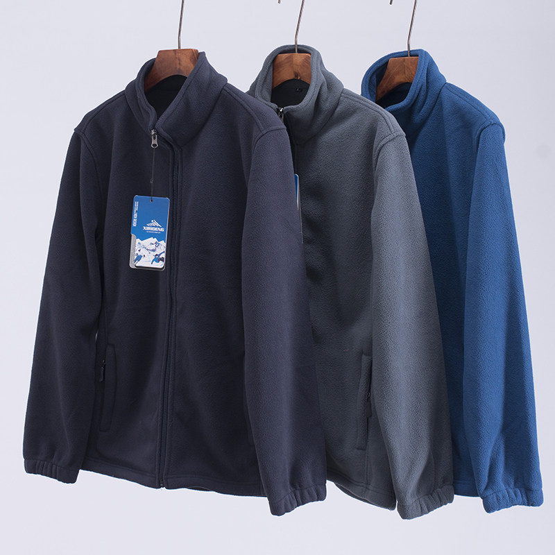立领仿羊羔绒棉服开衫抓绒夹克男