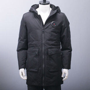 黑色中长款 充绒达146G品牌男士 羽绒风衣保暖鸭绒外套 保暖 ju厚实