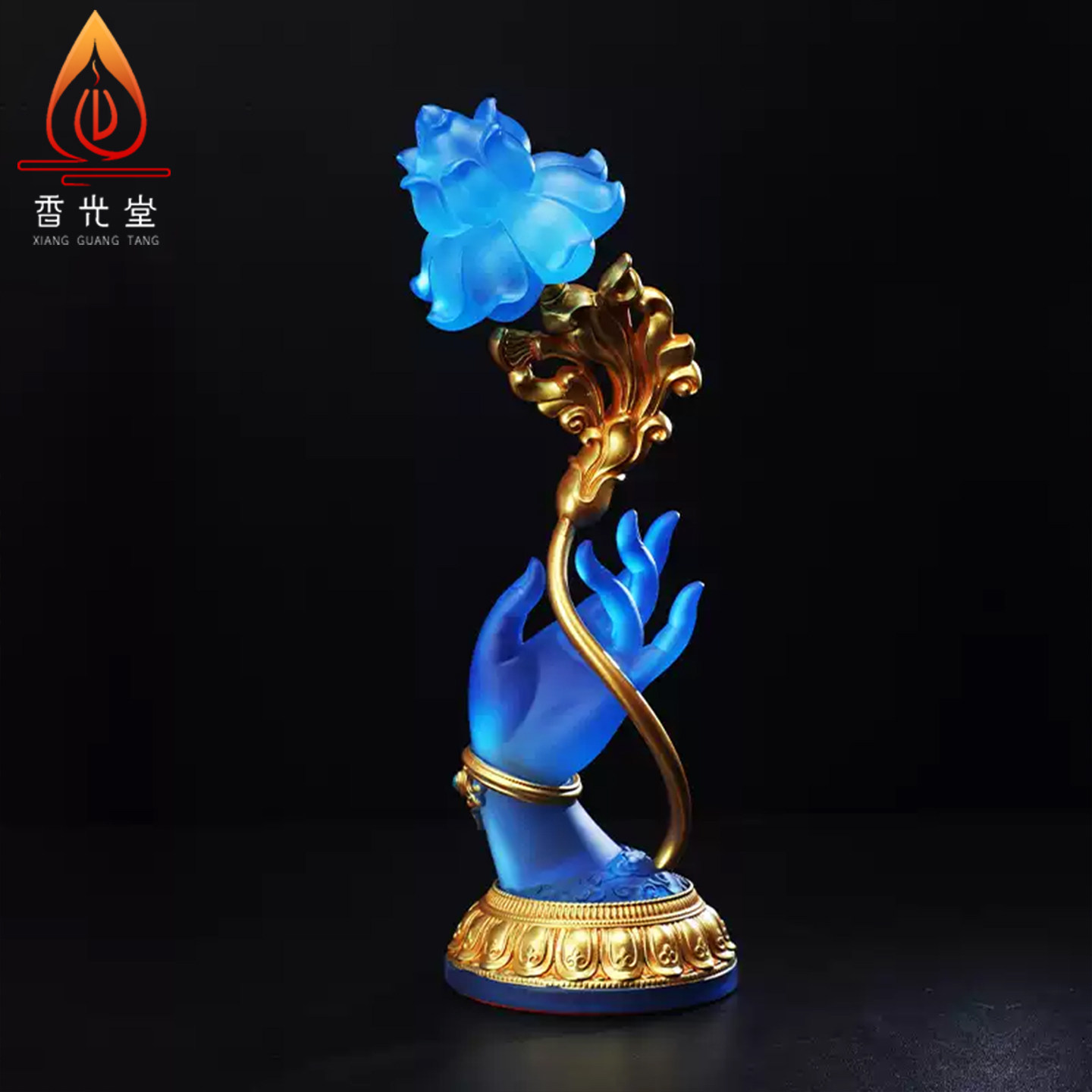 精致佛手莲花灯LED供灯荷花仿琉璃佛前供佛长明灯电子蜡烛神台灯