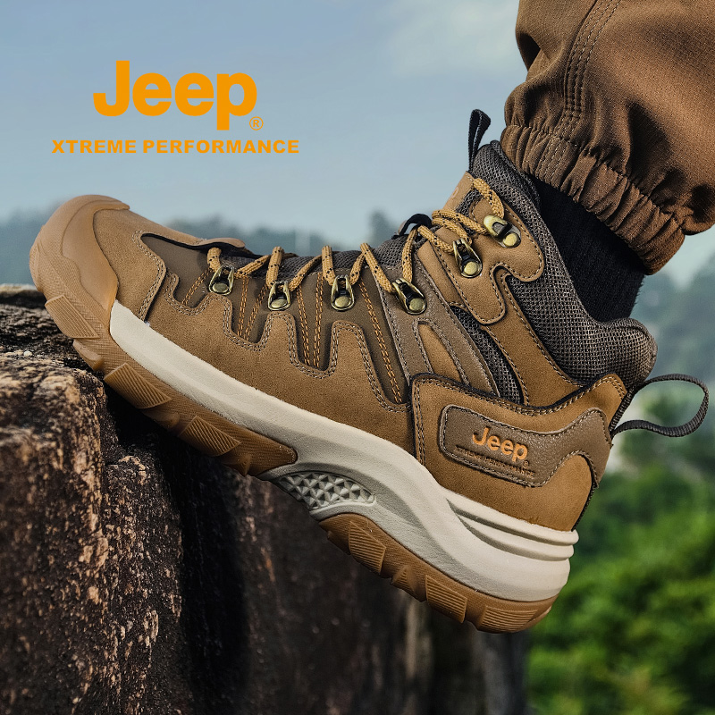 jeep秋冬马丁靴男高帮登山运动鞋