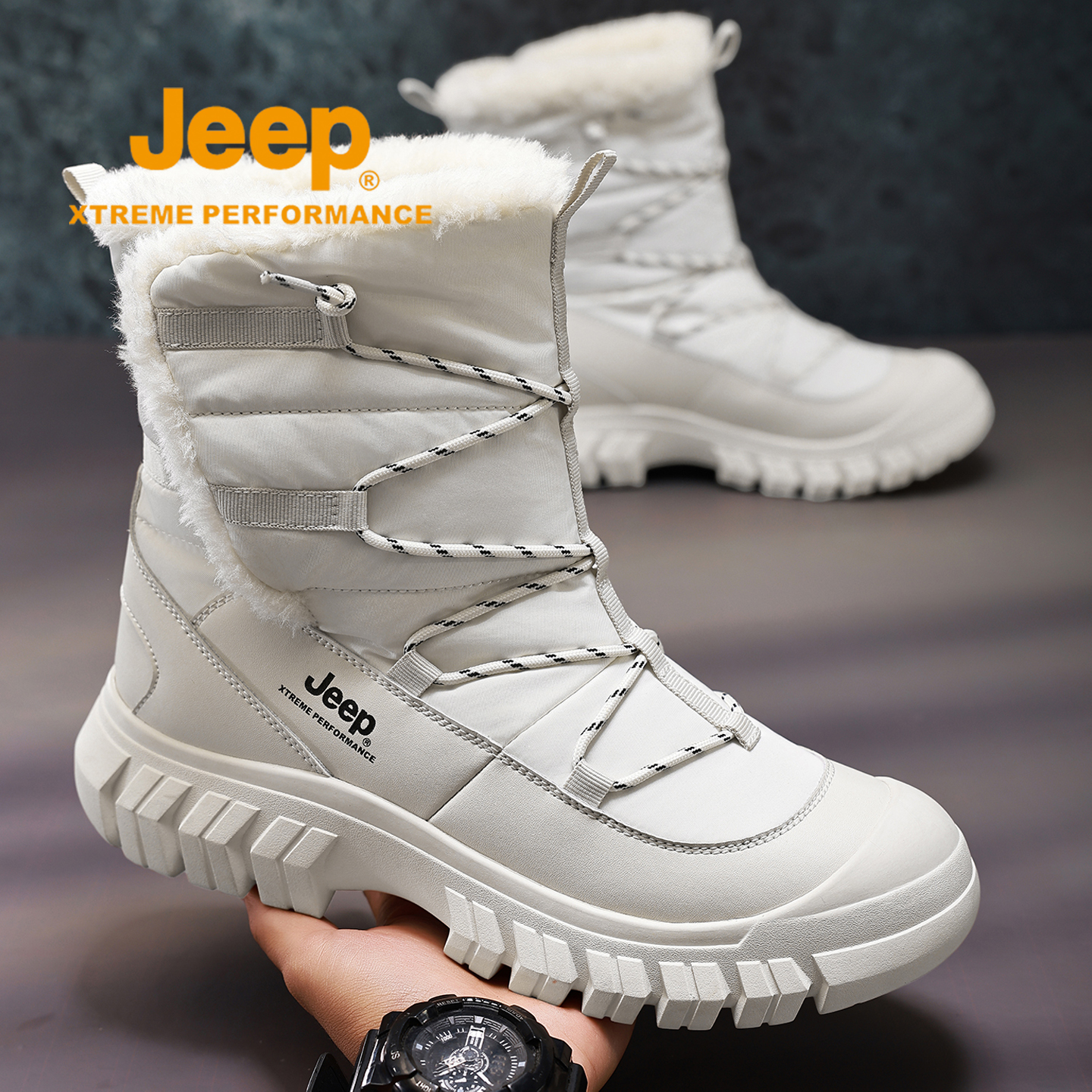 jeep雪地靴男高帮冬季东北棉鞋潮