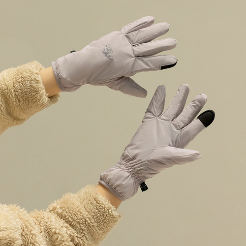 加厚羽绒棉手套女冬季