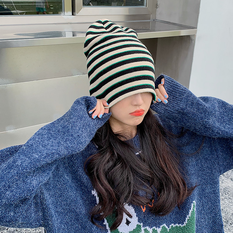 春秋冬季百搭韩版时尚洋气毛线针织条纹帽子女 日系可爱保暖ins潮|ruв категории Аксессуары, шляпа - от Buy2taobao.com для оказания профессиональной услуги покупки агента Taobao