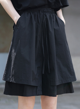 高腰显瘦黑色A字短裤山本风黑暗系女装夏季薄款短款裙裤阔腿裤裙