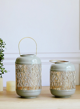 美式风国外铝合金树叶装饰摆件