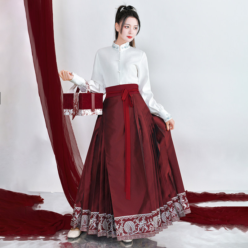 徽音 如梦霓裳原创汉服女汉元素衬衫立领上衣螺钿明制马面裙日常