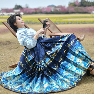 天青锦羽如梦霓裳汉服女夏装明制织金马面裙飞机衫新国风春夏季