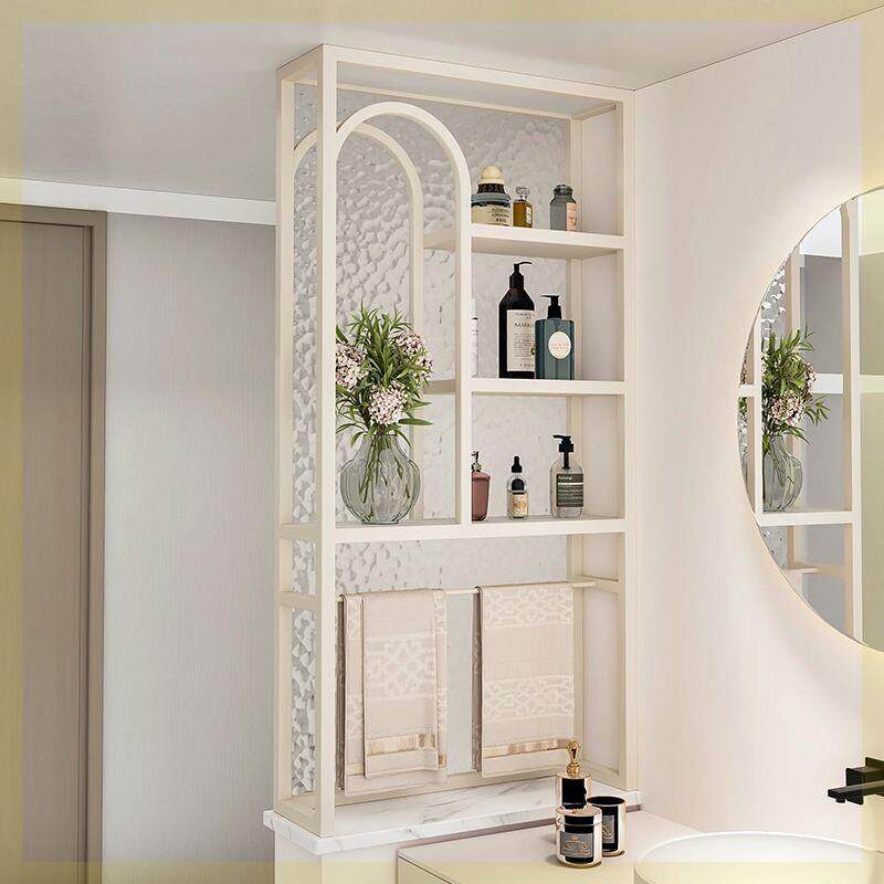 卫生间半墙隔断矮屏风柜客厅鞋柜上长虹玻璃不锈钢铁艺轻奢现代