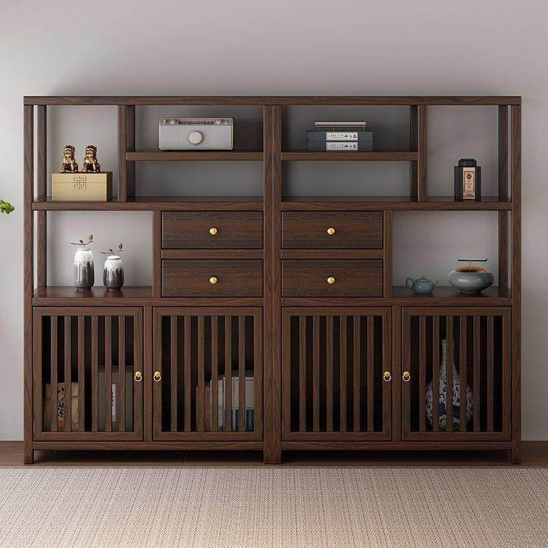 北美黑胡桃博古架新中式实木置物架多宝阁阳台小茶桌柜迷你收纳柜