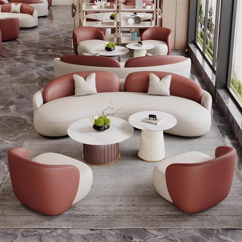 会客弧形桌椅组合办公室商务现代简约酒店大堂洽谈休息区接待沙发