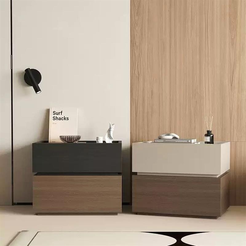 翰菲亚实木颗粒板简约现代轻奢床头柜整装免漆收纳储物柜