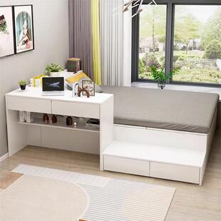 舒适温馨小户型多功能实木书桌榻榻米床定制床柜组合带抽屉简约现