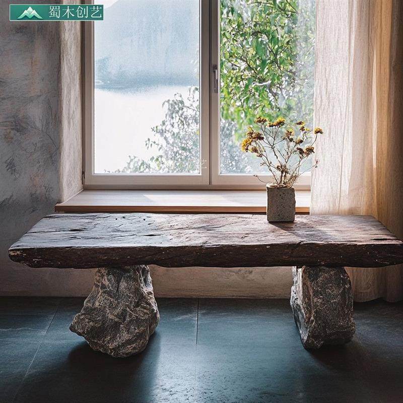 豪华餐桌侘寂风石头茶桌大理石桌泡茶茶几大板桌椅几桌茶桌,住宅家具,茶几,淘宝优惠券,粉丝福利购,淘宝优惠卷