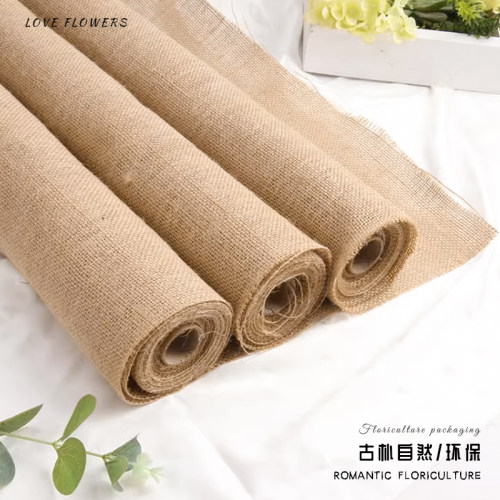 花中情天然原色亚麻卷花束包装布