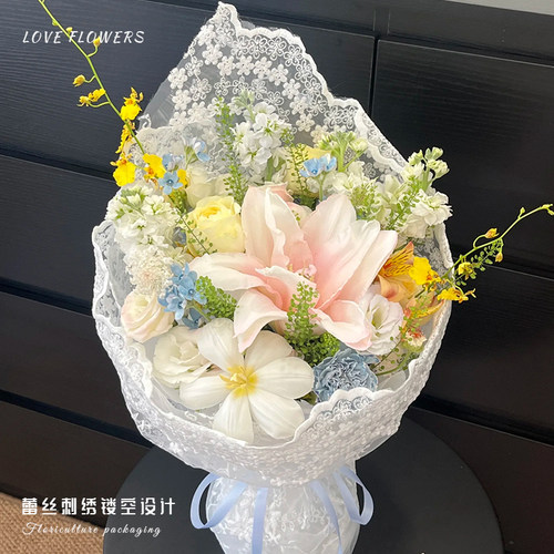 花中情蕾丝花艺布花束包装材料