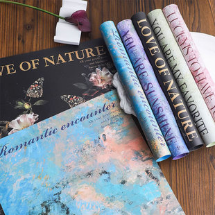 花中情 100g熙梦花园鲜花包装纸油画风加厚牛皮纸玫瑰花束花艺