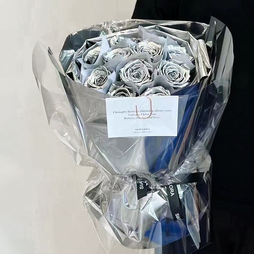 镜面膜亮光银色防水鲜花包装纸