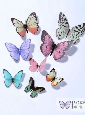 花中情pvc立体蝴蝶黑白彩色diy材料花束花盒鲜花礼盒配饰卡片包装