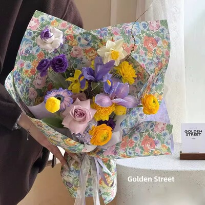 花中情春日繁花花束碎花包装纸