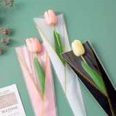 花中情 情人节金三角透明单支玫瑰袋花束包装 套袋鲜花包花diy材料