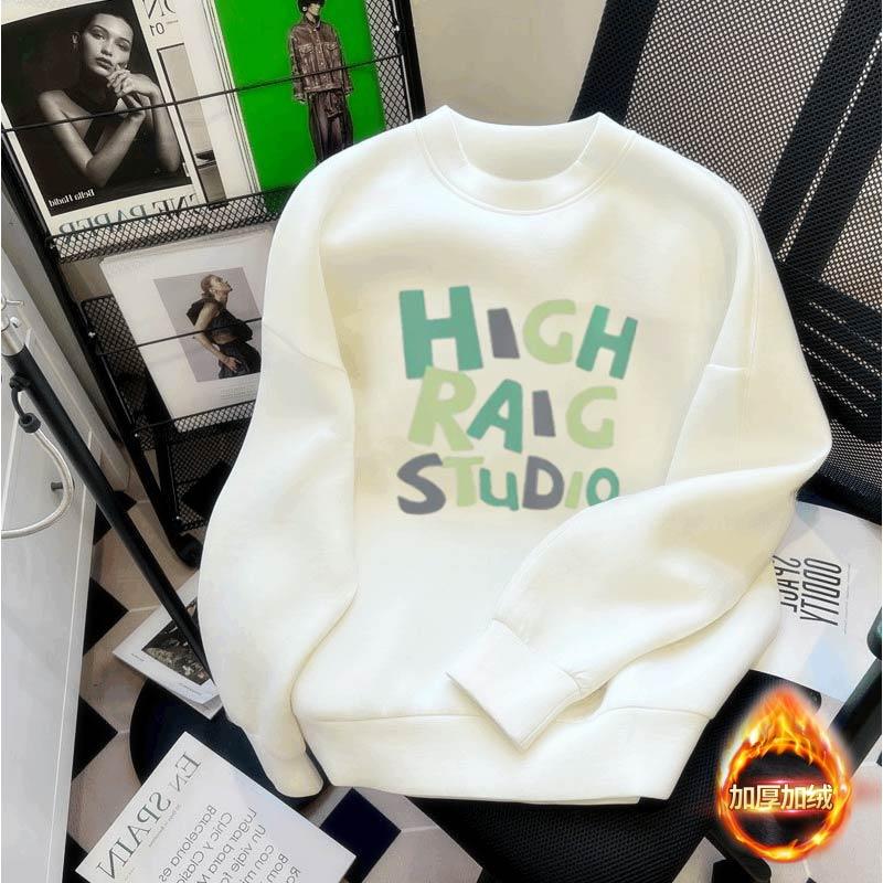 原创设计爆款潮牌个性印花高级感重磅圆领卫衣男女高街BF风打底衫