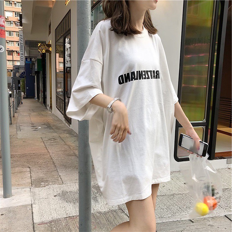 白体女欧货大版潮中长款下衣风t恤券后27.74元