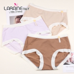 花仙子舒适柔软新疆棉女无痕内裤2A353纯色简约透气花边短裤2A355
