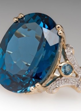 热卖欧美流行饰品新款双色电镀镶嵌鹅蛋形锆石订婚戒指圆形女