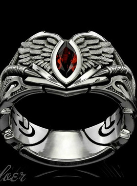新款深渊恶魔之眼堕落天使翅膀男士马眼戒指饰品