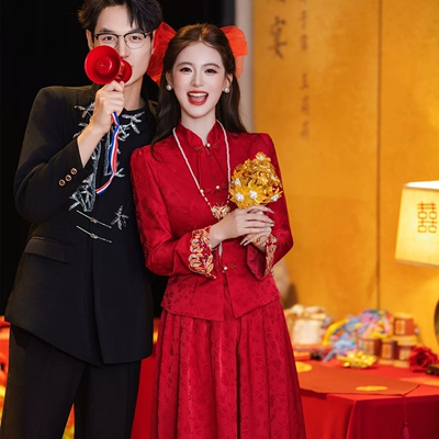 出租敬酒服新娘2026红色新中式订婚礼服回门便装结婚旗袍套装嫁衣