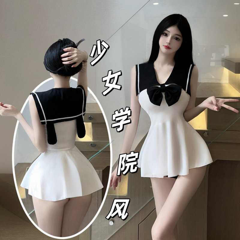 大码女装性感睡衣水手服连衣裙