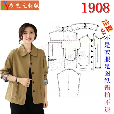 1908复古典雅服装裁剪外套