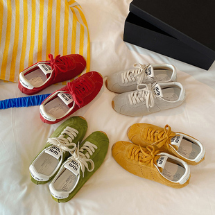 miu家同款真皮复古德训鞋女软底轻便阿甘鞋女时尚百搭运动休闲鞋