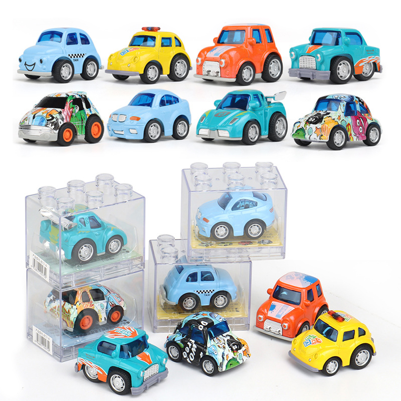 Q版积木盒合金回力车模型收纳