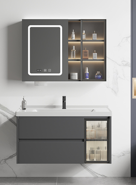 浴室柜组合陶瓷一体盆 洗手盆洗脸盆 洗漱台 智能镜浴室柜