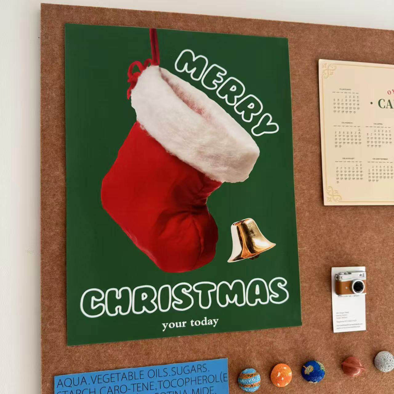 圣诞节派对可爱圣诞袜韩国ins海报 毛毡板软木板照片墙装饰