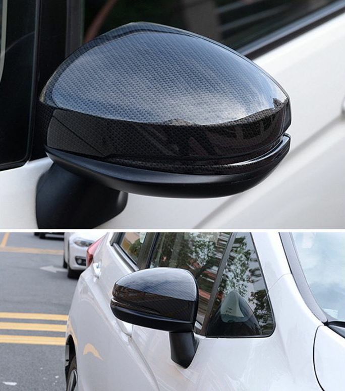 适用本田14-20款飞度GK5碳纤维倒车镜盖替换款后视镜外壳反光镜罩