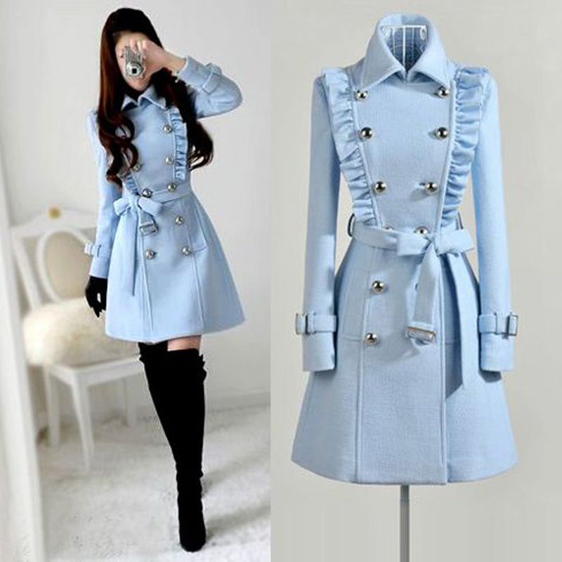 瘦身呢料大衣双面呢淑女