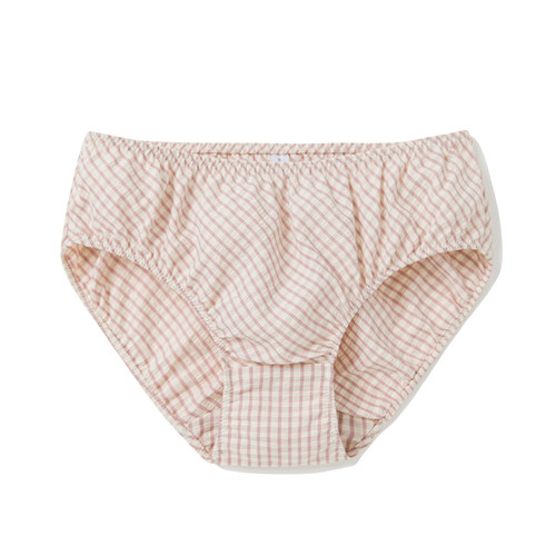 陈小满纯棉橘红格纹中腰简约透气舒适内裤三角裤