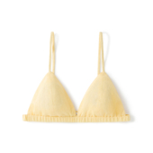 陈小满纯亚麻嫩黄色无钢圈透气防凸点三角杯文胸小胸棉法式 内衣