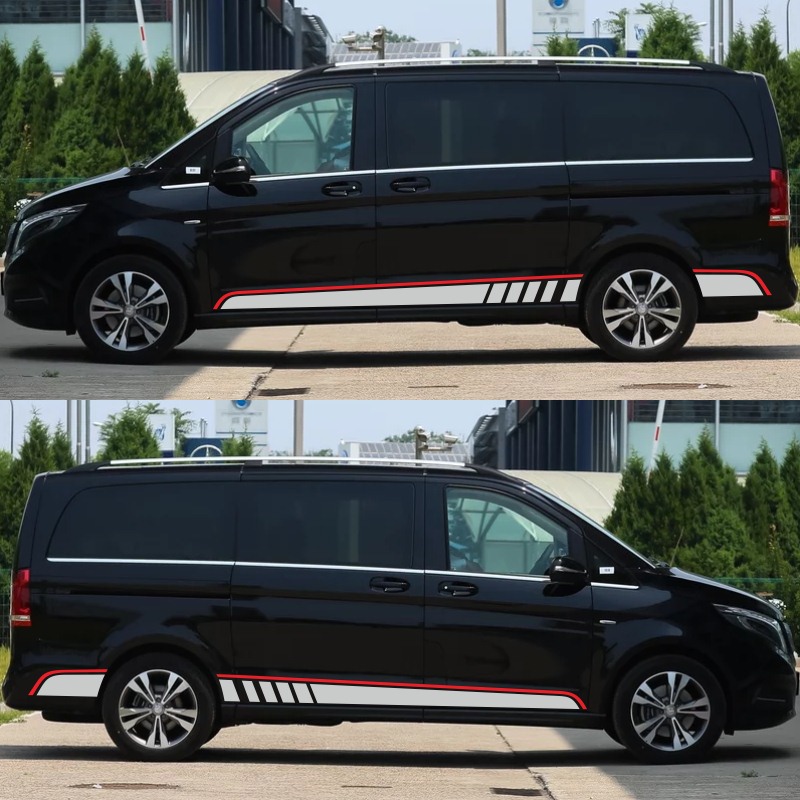 Mercedes-Benz V-class car stickers pull flower Vito car stickers V260 V260L modified body waist line color strip decorative stickers