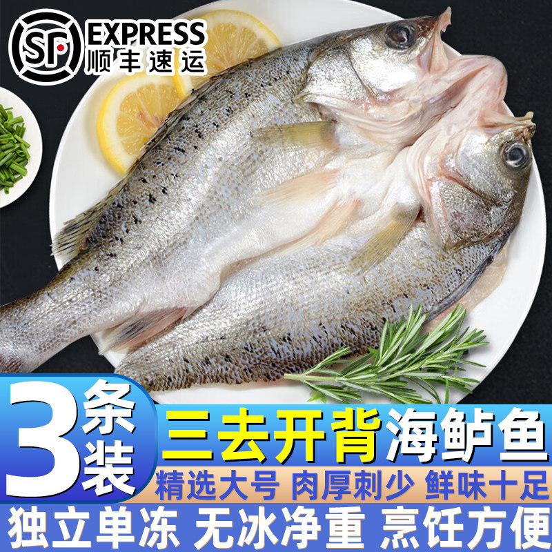 海鲈鱼新鲜冷冻开背深海七星鲈鱼鲜活现杀半成品商用批发顺丰包邮