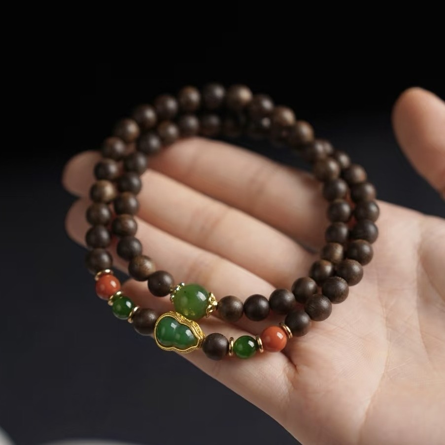 沉香白棋双圈款手串佛珠念珠文玩手链多款男女手饰国风手链