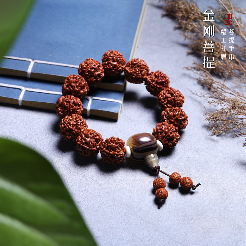 尼泊尔天然爆肉玉化金刚菩提子藏式DIY手持链念佛珠串男女士盘玩