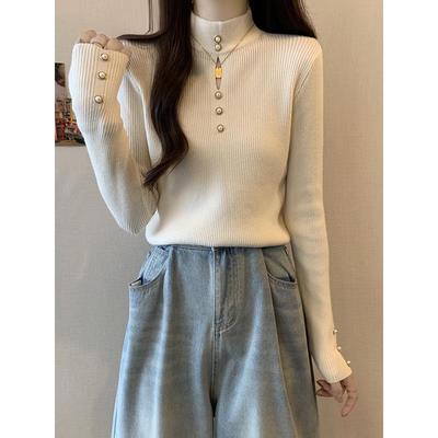 秋冬季大码半高领针织打底衫女2025新款胖mm显瘦中领毛衣内1206n