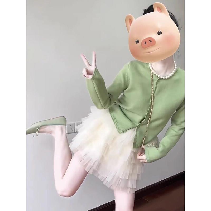 漂亮多巴胺薄荷曼波绿色针织开衫女春夏薄款外搭防晒罩衫披0905d图片